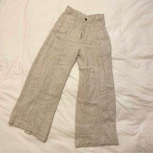 American eagle cream linen wide leg pants